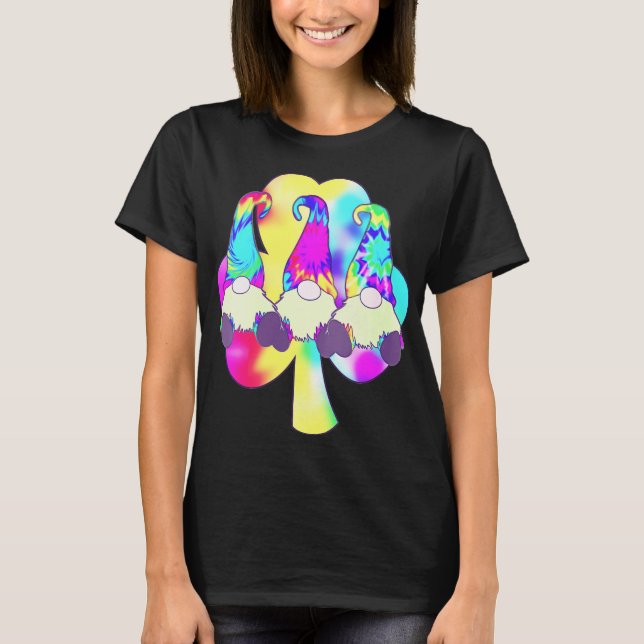 Peace Love Gnome Rainbow Clover Hippie Gnome Decor T-Shirt (Front)
