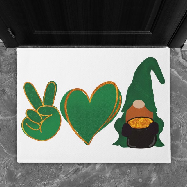 Peace Love Gnome | St Patrick's Day Sublimation Doormat (Creator Uploaded)