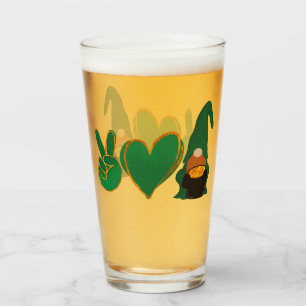 Peace Love Gnome   St Patrick's Day Sublimation Glass