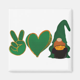 Peace Love Gnome   St Patrick's Day Sublimation Magnet