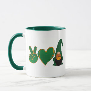 Peace Love Gnome   St Patrick's Day Sublimation Mug