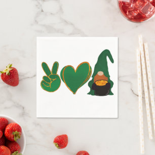 Peace Love Gnome   St Patrick's Day Sublimation Napkin