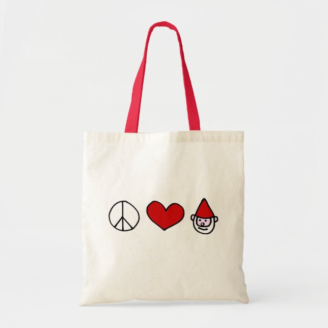 Peace Love Gnome Tote Bag (Front)