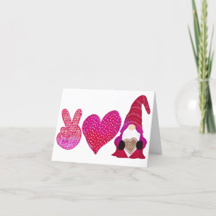 Peace Love Gnome   Valentine Day Sublimation Holiday Card