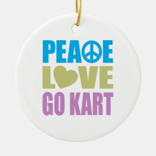 Peace Love Go Kart Ceramic Tree Decoration