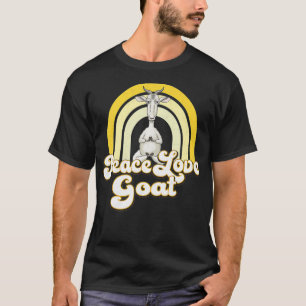 PEACE LOVE GOAT  Beige  Yellow Cute Hippie Yoga Go T-Shirt