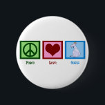 Peace Love Goats 6 Cm Round Badge<br><div class="desc">A pretty green peace sign,  red heart,  and an adorable goat gift for a farmer or person who likes farm animals.</div>
