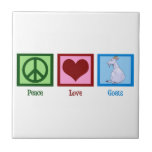 Peace Love Goats Ceramic Tile<br><div class="desc">A peace sign,  heart,  and a cute goat.</div>