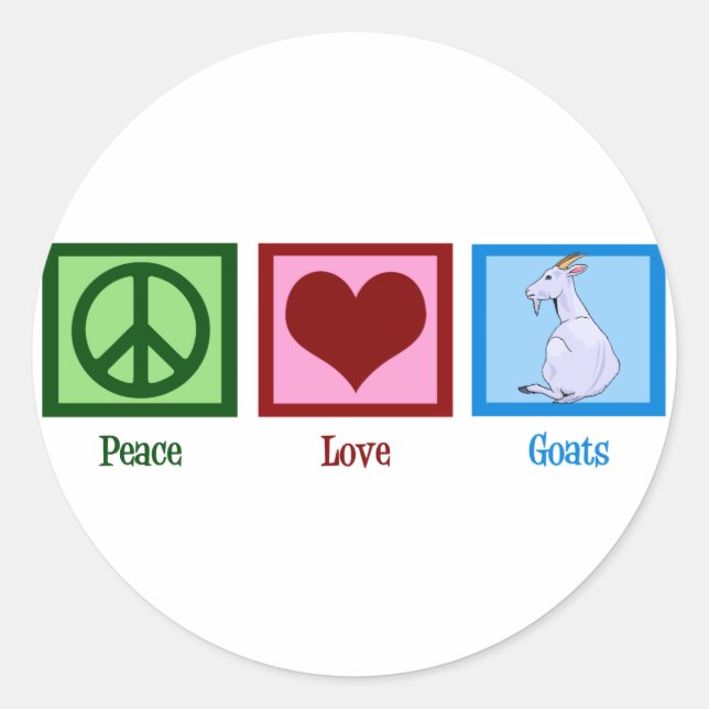 Peace Love Goats Classic Round Sticker (Front)