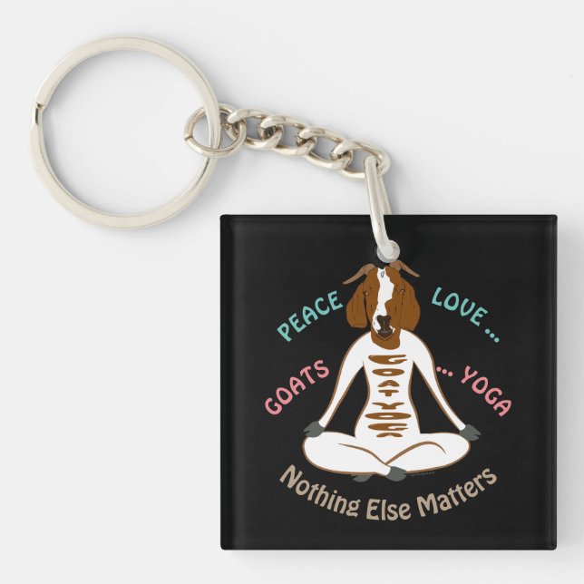 PEACE LOVE GOATS YOGA | GetYerGoat™ Key Ring (Front)
