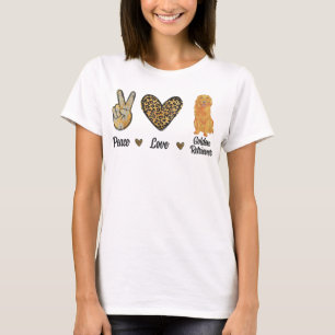 Peace Love Golden Retriever Leopard Lover Dog Pupp T-Shirt