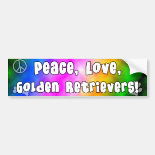 Peace Love Golden Retrievers Bumper Sticker