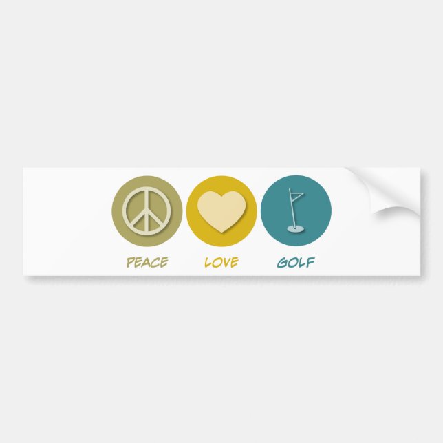 Peace Love Golf Bumper Sticker (Front)