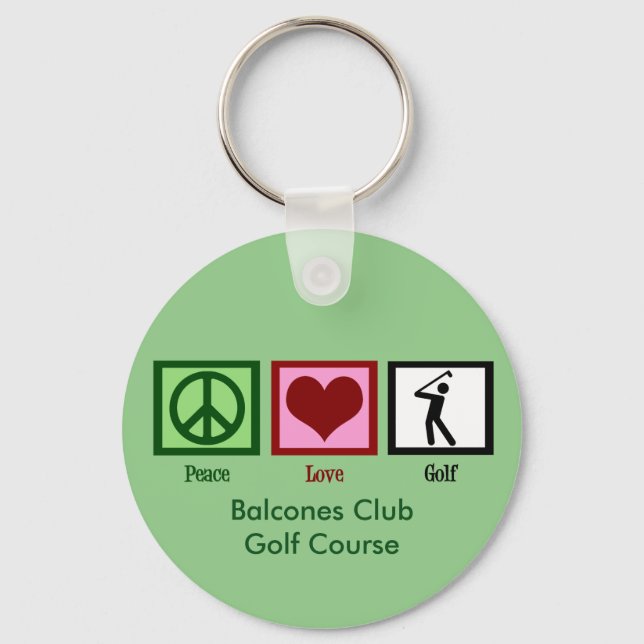 Peace Love Golf Custom Country Club or Course Key Ring (Front)