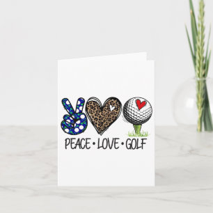 Peace Love Golf Funny Leopard Heart Golf Lovers Card