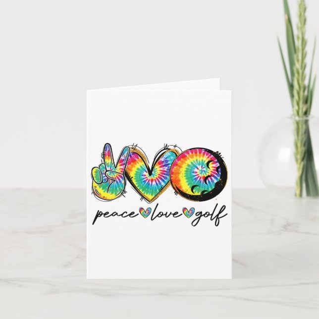 Peace Love Golf Funny Tie Dye Golf Lovers 1  Card (Front)
