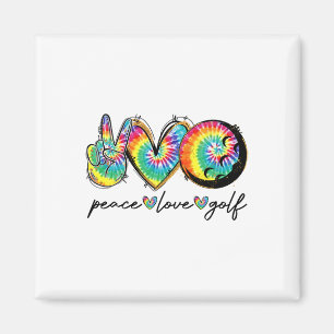 Peace Love Golf Funny Tie Dye Golf Lovers 1 Magnet