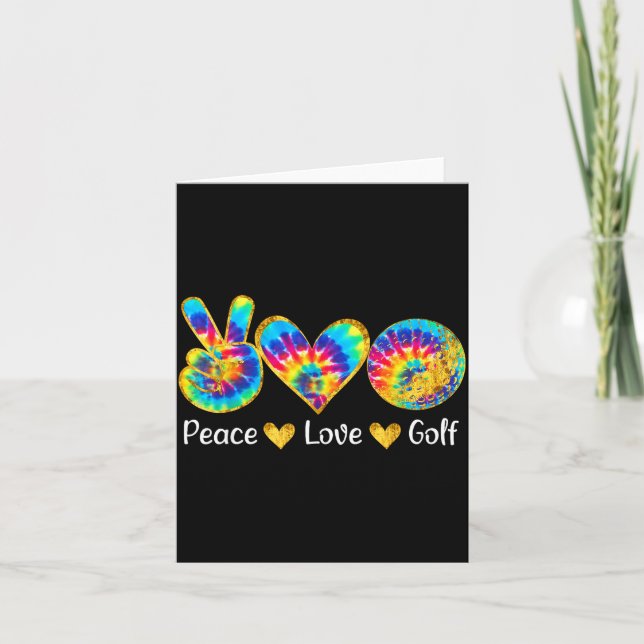 Peace Love Golf Funny Tie Dye Golf Lovers  Card (Front)