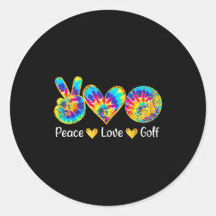 Peace Love Golf Funny Tie Dye Golf Lovers  Classic Round Sticker