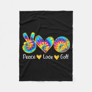 Peace Love Golf Funny Tie Dye Golf Lovers  Fleece Blanket