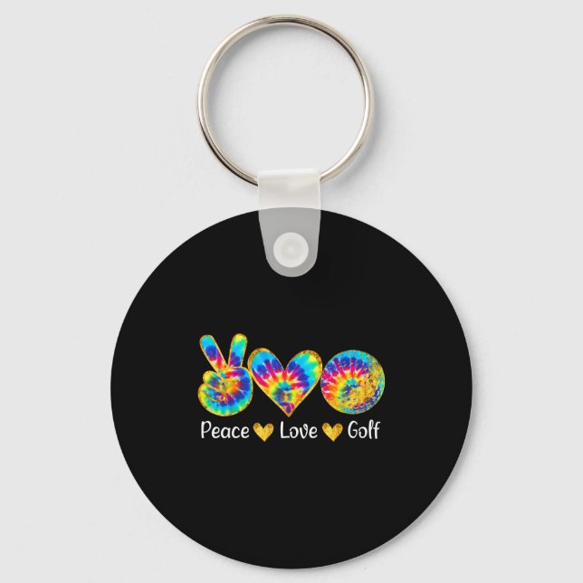 Peace Love Golf Funny Tie Dye Golf Lovers  Key Ring (Front)
