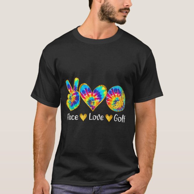 Peace Love Golf Funny Tie Dye Golf Lovers  T-Shirt (Front)