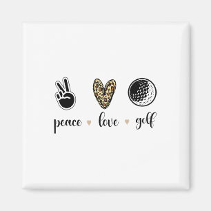 Peace Love Golf Hippie Cute Sport Lovers  Magnet