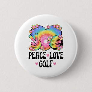 Peace Love Golf Lover 60s 70s Hippie Outfit Cute G 6 Cm Round Badge