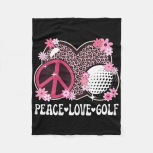 Peace Love Golf Lover Leopard Print Women Girls Cu Fleece Blanket