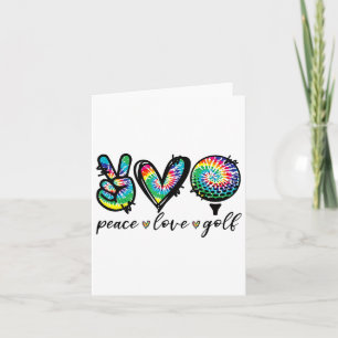Peace Love Golf Player Tie Dye Golf Lovers Funny Card