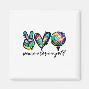 Peace Love Golf Player Tie Dye Golf Lovers Funny Magnet