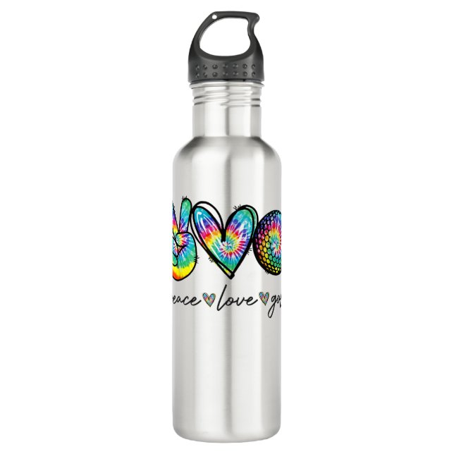 Peace Love Golf Tie Dye Cute Golf Lovers  710 Ml Water Bottle (Front)