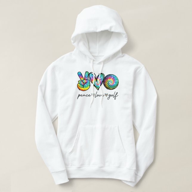 Peace Love Golf Tie Dye Cute Golf Lovers  Hoodie (Design Front)