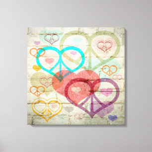 Peace & Love Graffiti Canvas Print