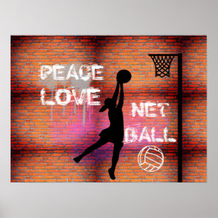 Peace Love Graffiti Netball Quote Poster