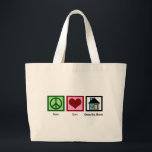 Peace Love Green Box Homes Large Tote Bag<br><div class="desc">Peace sign,  a heart,  and  a house for Green Box Homes.</div>
