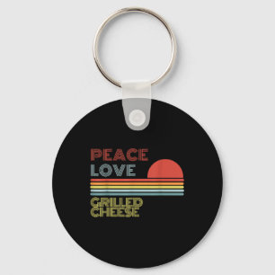 Peace Love Grilled Cheese Retro Vintage Key Ring