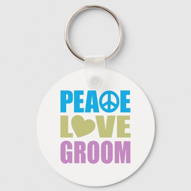 Peace Love Groom Key Ring (Front)