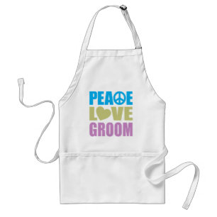 Peace Love Groom Standard Apron
