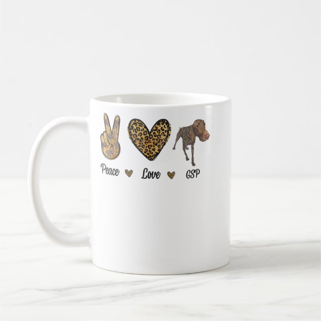 Peace Love GSP german pointer Pet Dog Puppy Owner  Coffee Mug (Left)