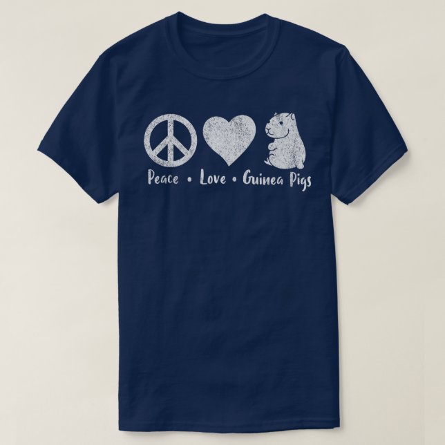 Peace Love Guinea Pigs Lover Wheek Retro Premium43 T-Shirt (Design Front)