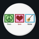 Peace Love Guitar Magnet<br><div class="desc">A peace sign,  heart,  and a guitar design makes a great gift for someone in a band.</div>