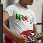 Peace Love Guitar T-Shirt<br><div class="desc">A peace sign, heart, and a guitar design makes a great gift for someone in a band.</div>