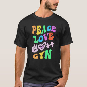 PEACE LOVE GYM Retro STEM Teacher Groovy Back To S T-Shirt