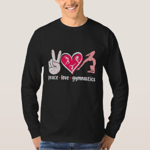 Peace Love Gymnastic Cute Tumbling Flipping Cartwh T-Shirt