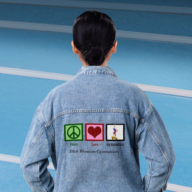 Peace Love Gymnastics Cute Custom Gymnast Denim Jacket (Creator Uploaded)