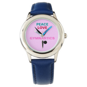 Peace Love Gymnastics Kids Adjustable Bezel Watch