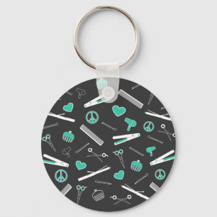 Peace, Love, & Hair Accessories (Turquoise Dark) Key Ring