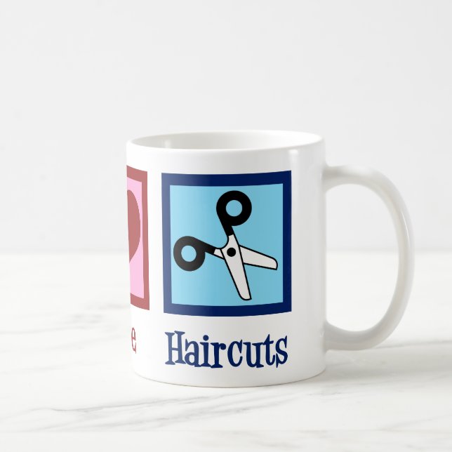 Peace Love Haircuts Cute Hair Stylist Coffee Mug (Right)