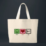 Peace Love Haircuts Large Tote Bag<br><div class="desc">I am a master at hair styling. Top of my class in beauty school and the best at the salon!</div>